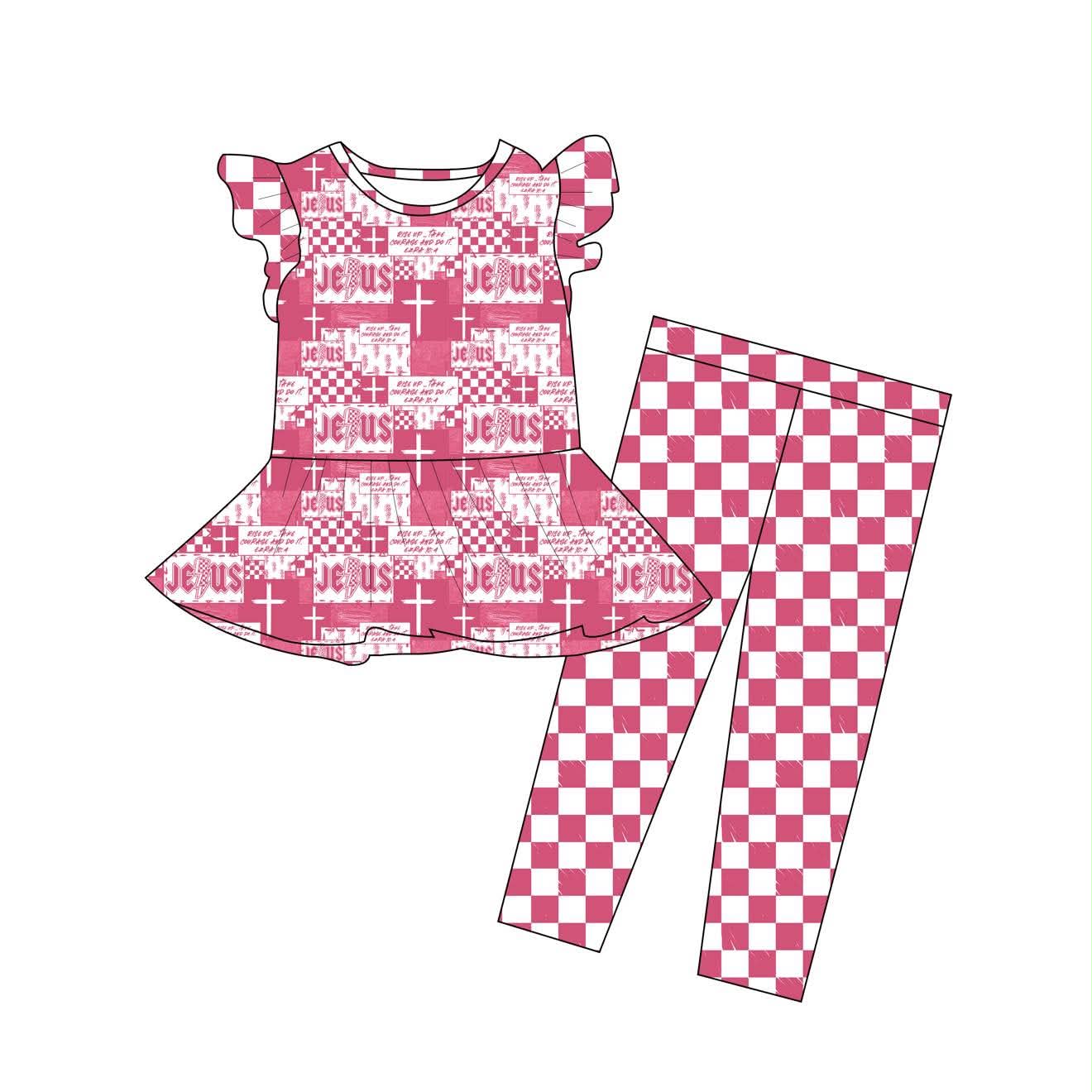 Rise Up (Pink) - Peplum Top and Leggings Daywear Set