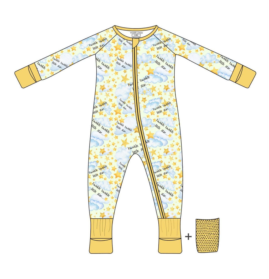Twinkle Little Star - Long Sleeve Zippy with Grippys