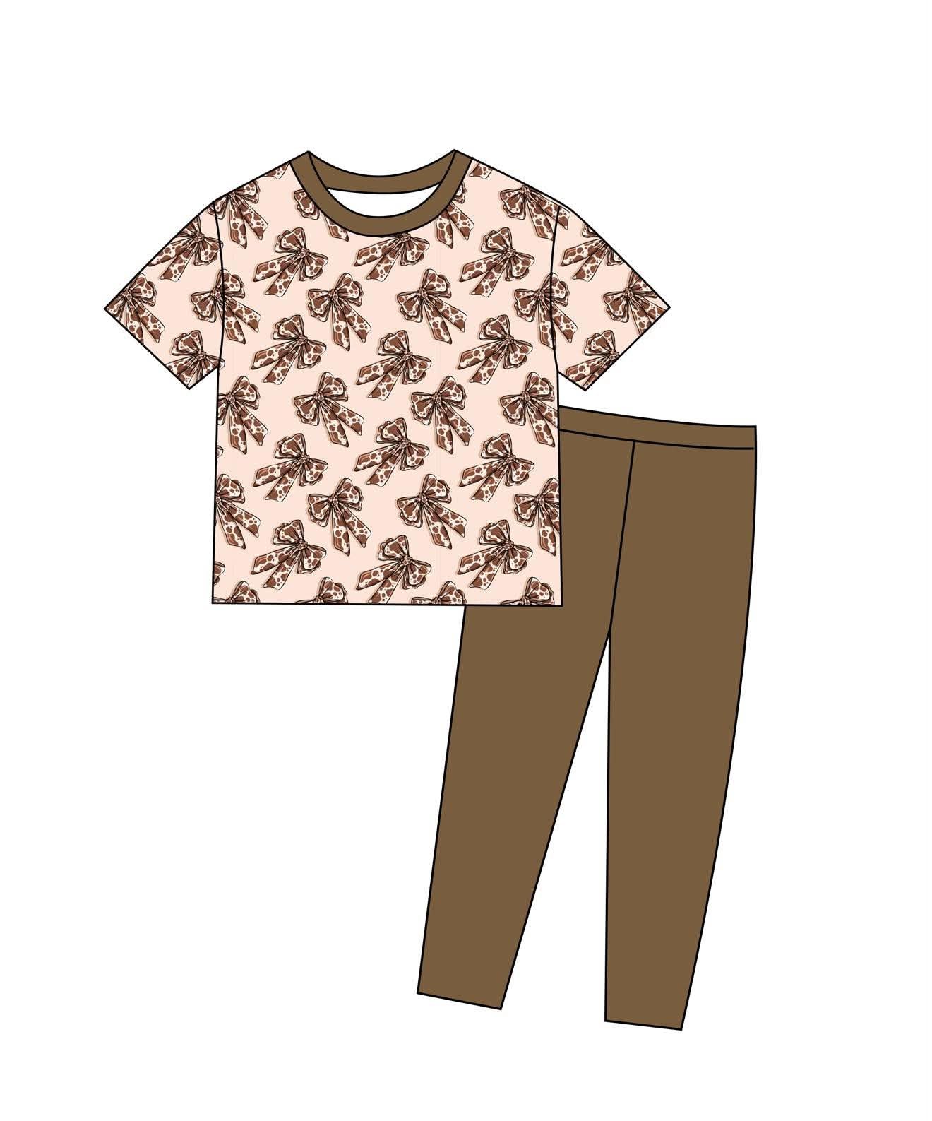 Chic Cow Ribbons - Boxy Tee and Leggings Daywear Set