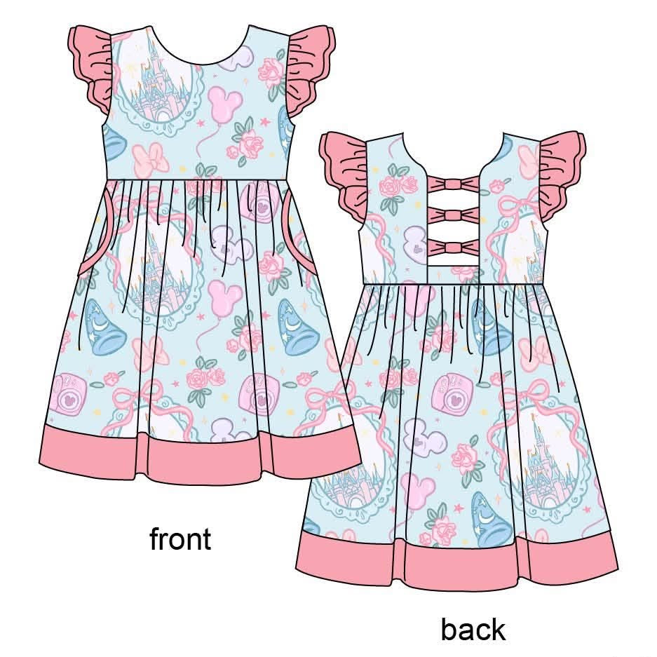 Castle Dreams - Short Sleeve Bow Back Twirl Dress