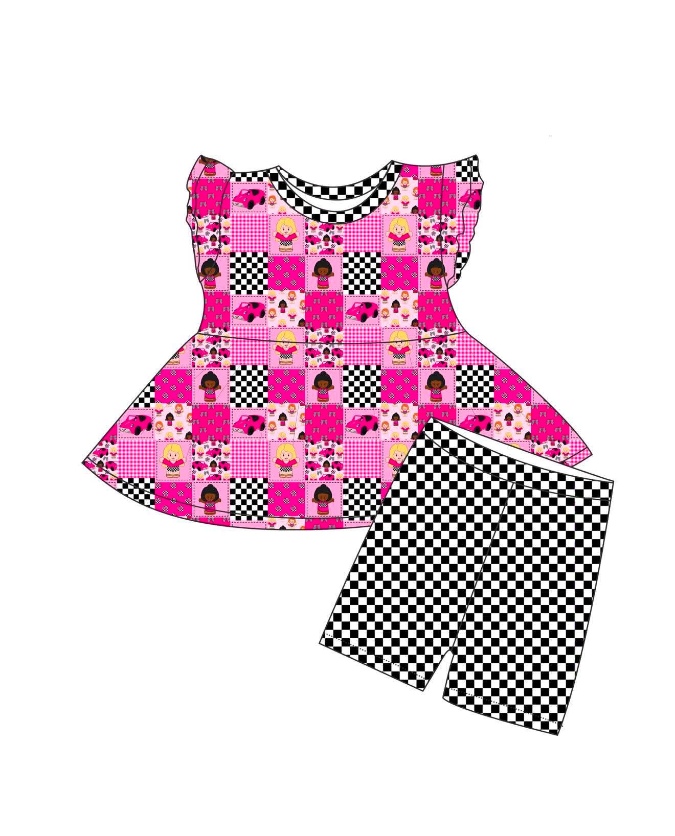 Crusin' Cuties - Short Sleeve Peplum Top with Shorts