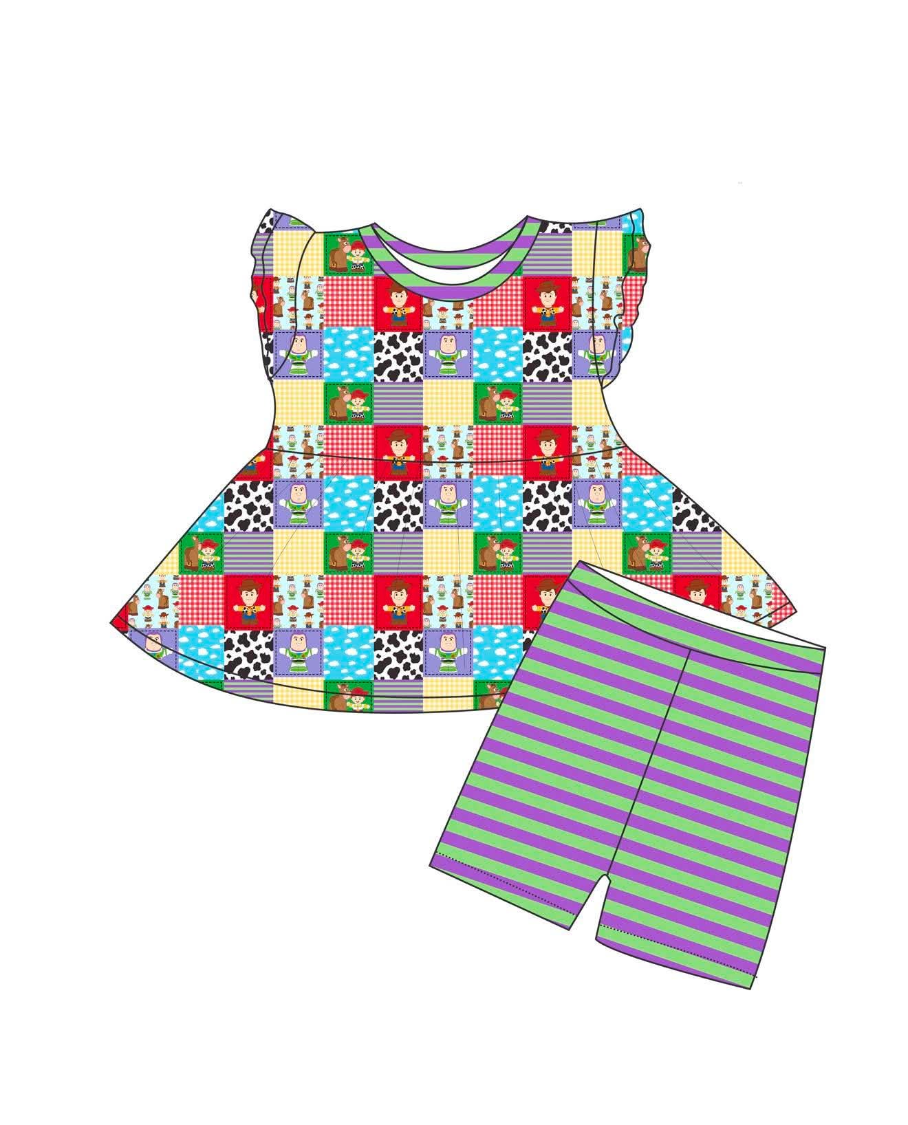 Toybox Treasures - Short Sleeve Peplum Top with Shorts
