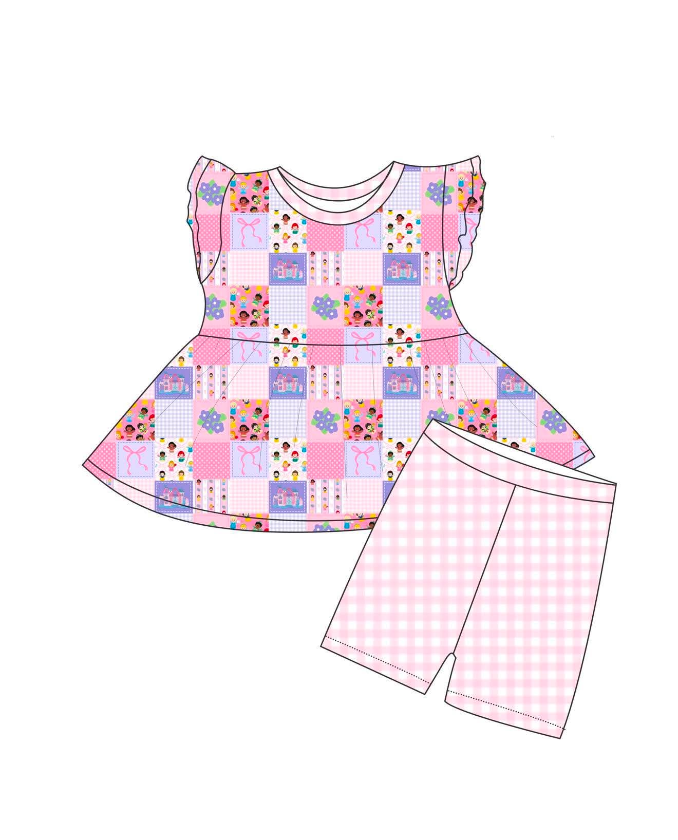 Storybook Royals - Short Sleeve Peplum Top with Shorts