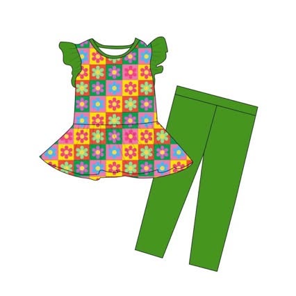 Playful Garden - Peplum Top and Leggings Daywear Set