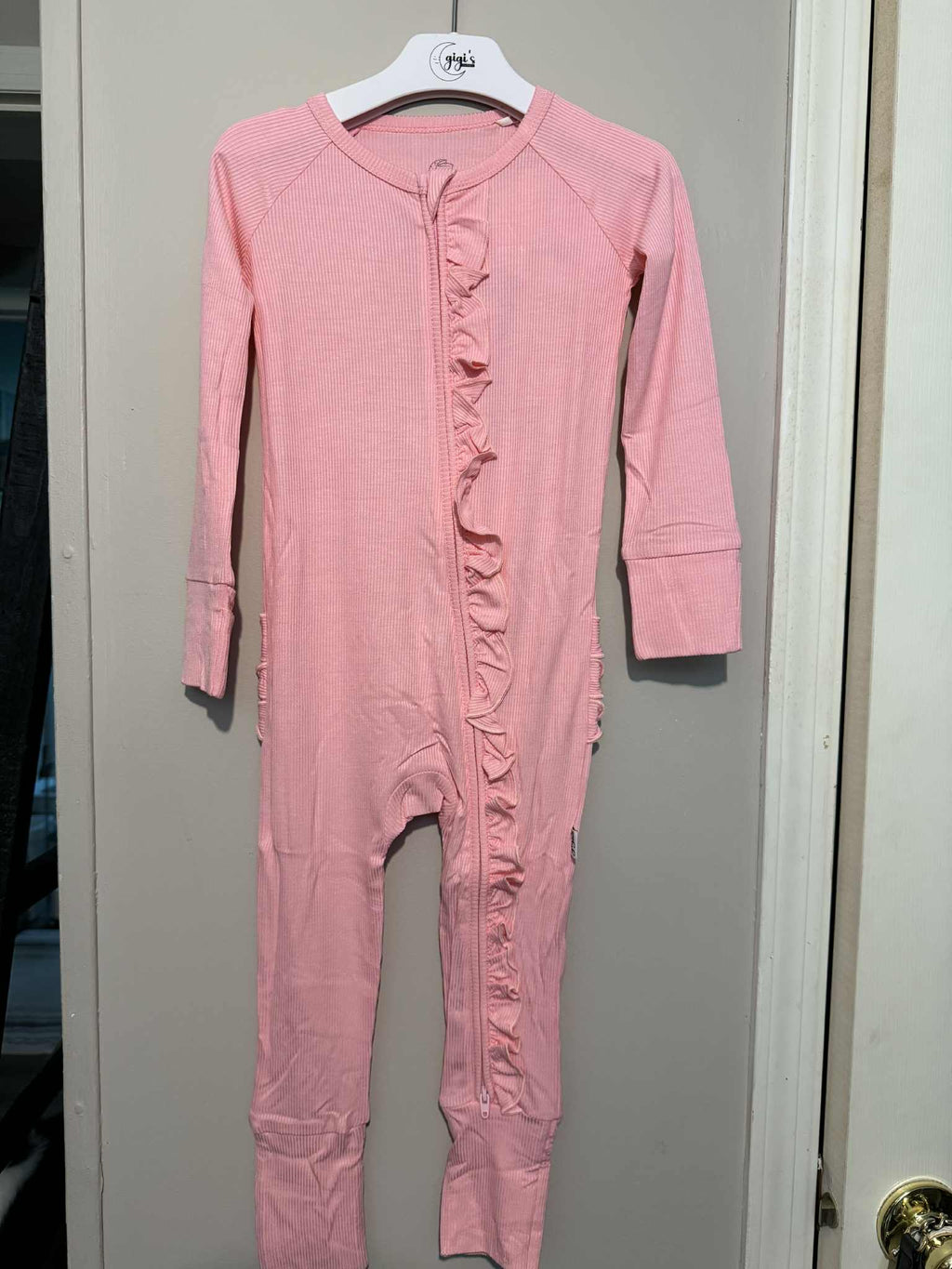 Lotus - Long Sleeve Ribbed Zippy with Ruffles and Grippys