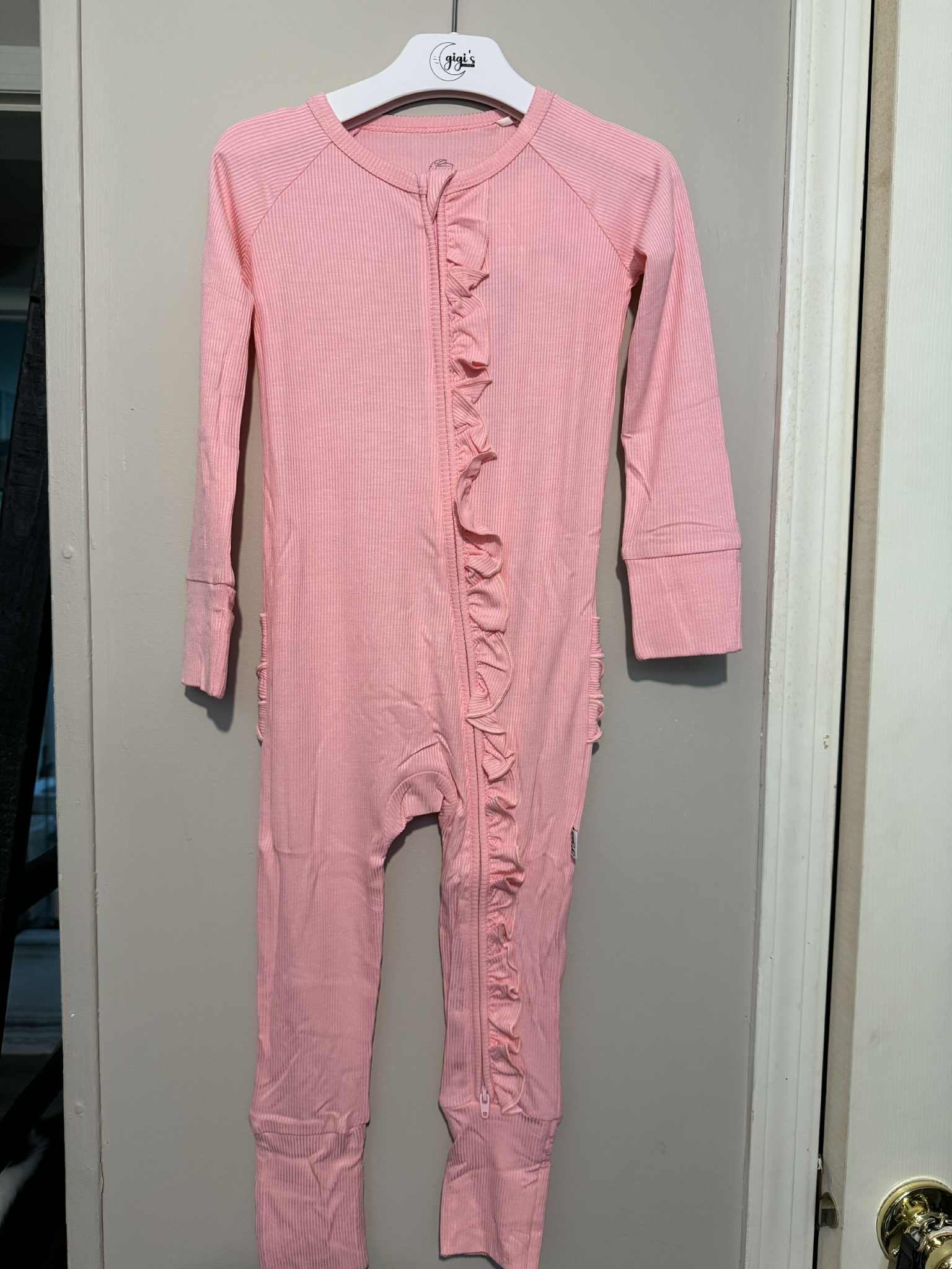 Lotus - Long Sleeve Ribbed Zippy with Ruffles and Grippys