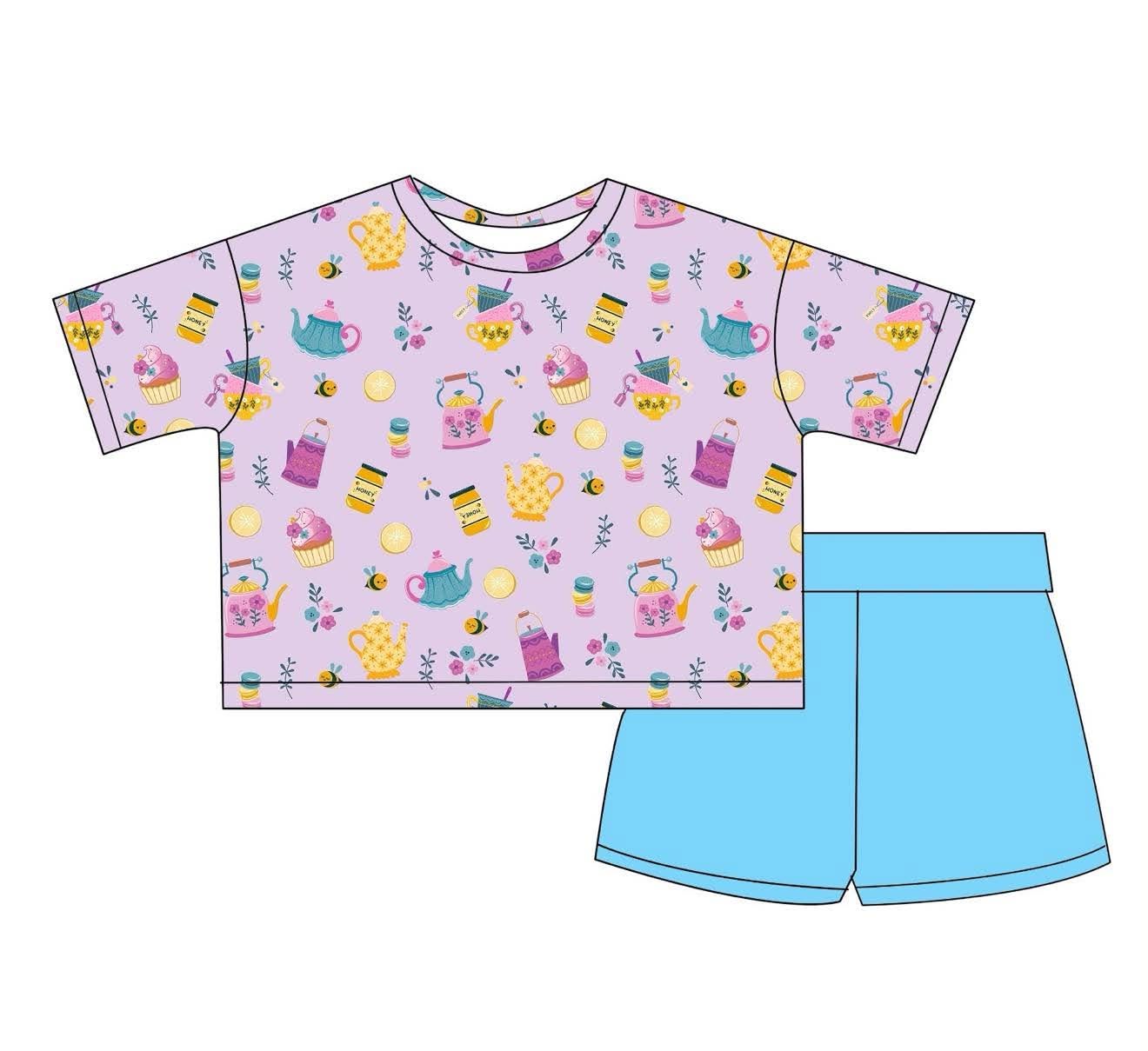 Tea Party - Boxy Tee and Shorts Daywear Set