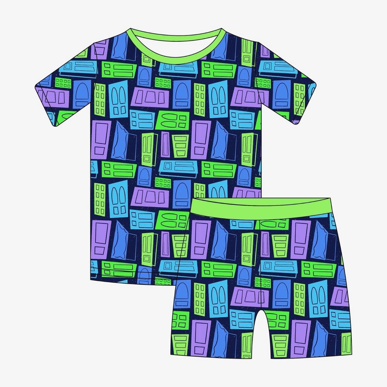 Scare Doors - 2 Piece PJ Set Short Sleeve and Shorts