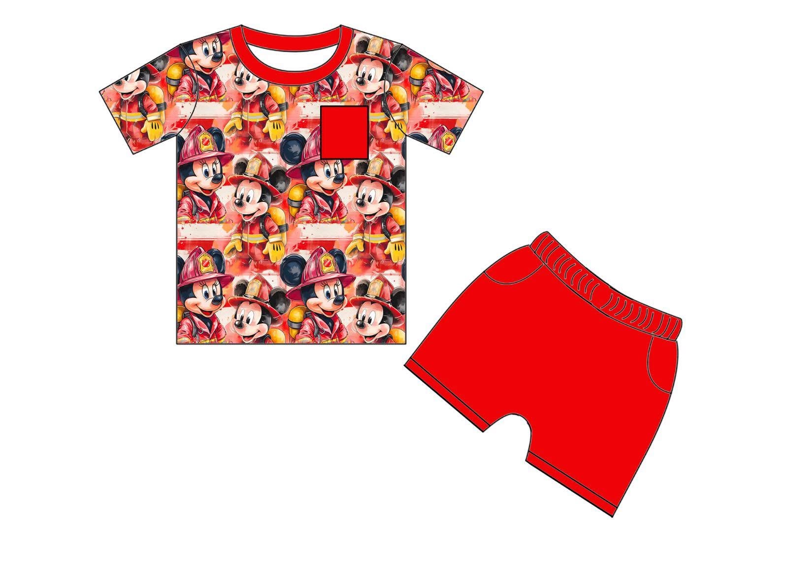 Fire Mouse Stoppers - Short Sleeve and Drawstring Shorts Daywear Set