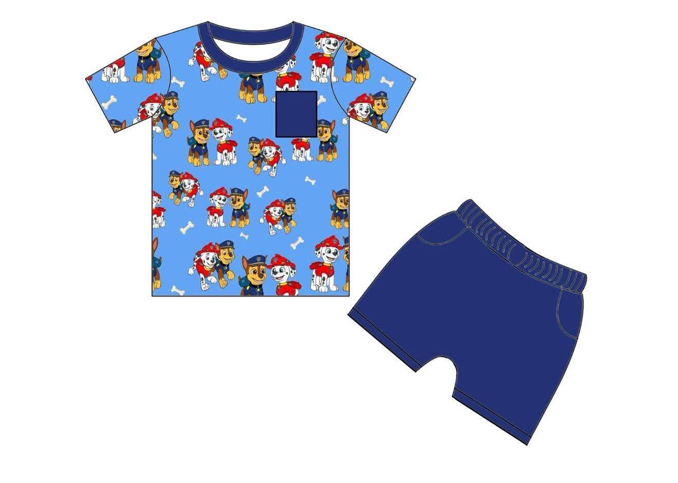Pup Pals - Short Sleeve and Drawstring Shorts Daywear Set