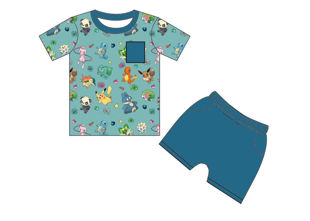 Bloom & Battle - Short Sleeve and Drawstring Shorts Daywear Set