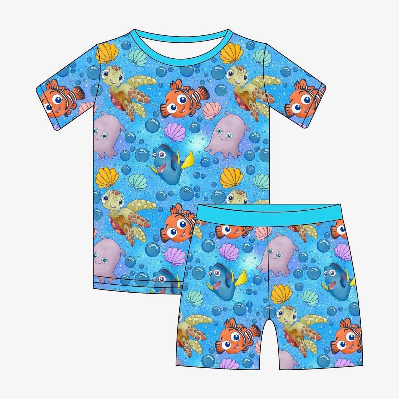 Fish Are Friends - 2 Piece PJ Set Short Sleeve and Shorts