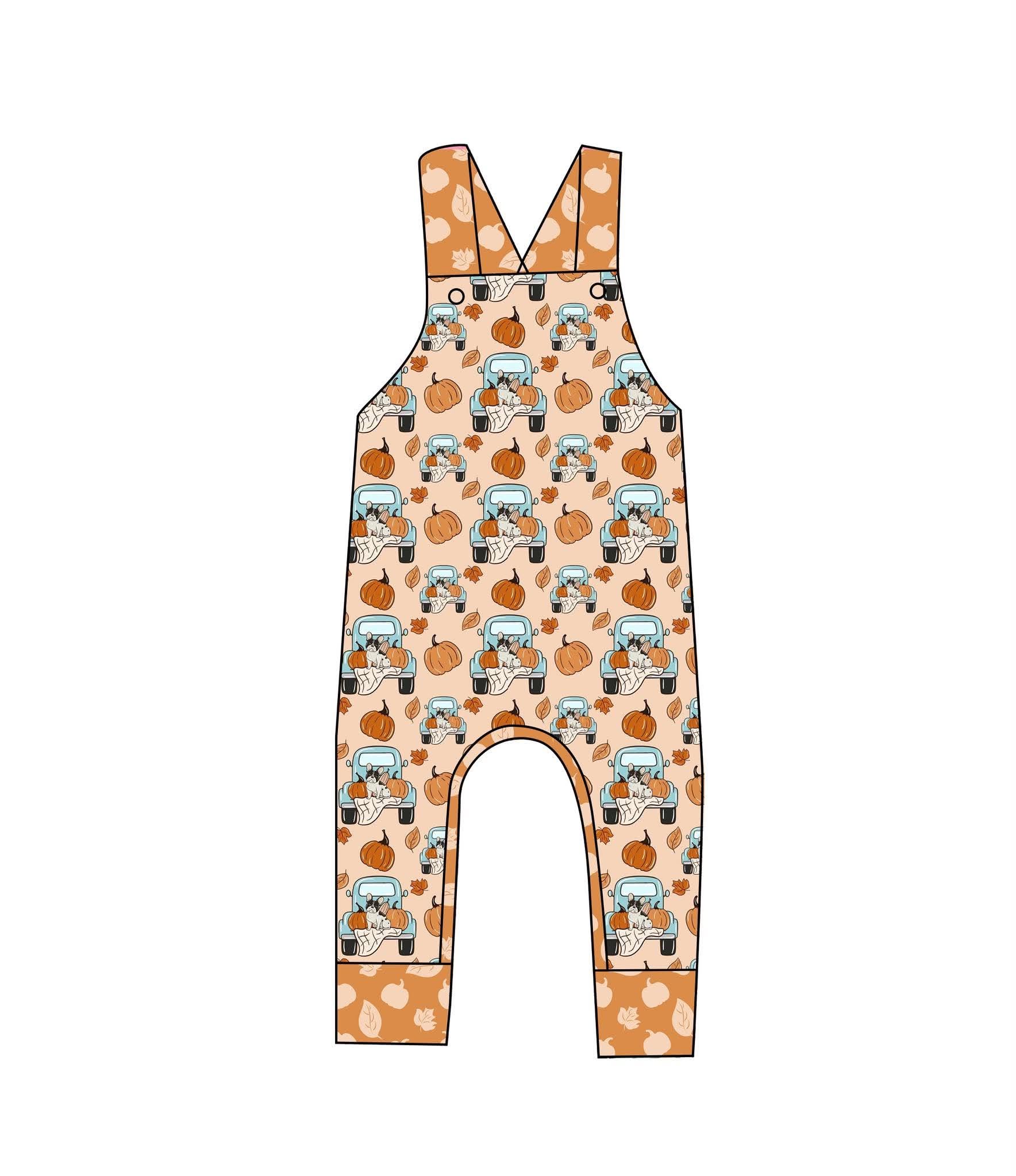 Pumpkin Patch Pups - Crescent Zip Overalls