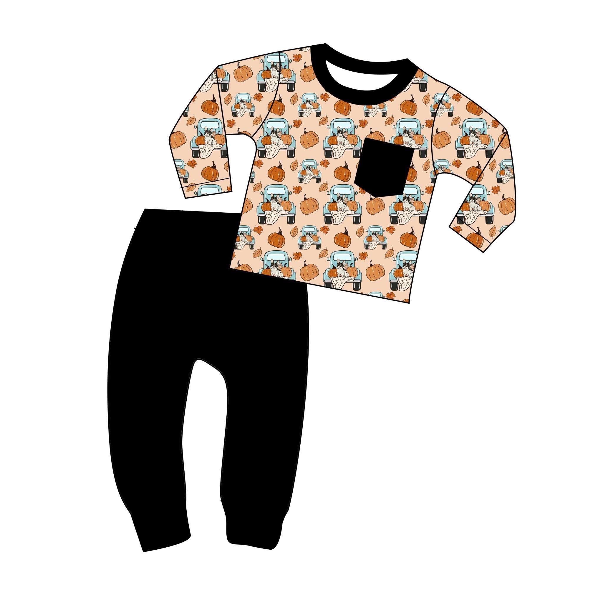 Pumpkin Patch Pups - 2 Piece Jogger Set with Long Sleeve Pocket Tee