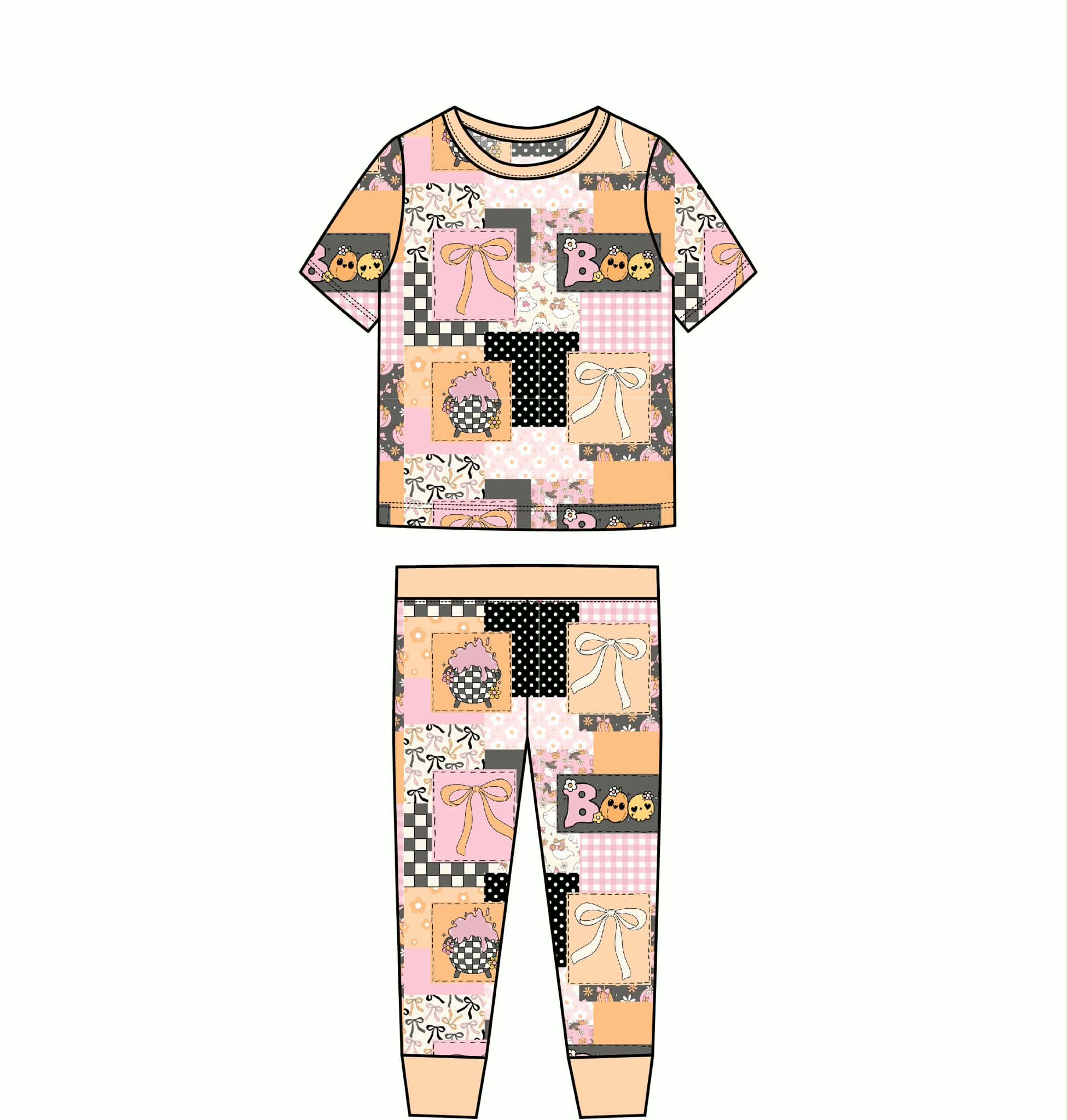 Boos and Bows - Short Sleeve Shirt & Pants PJ Set