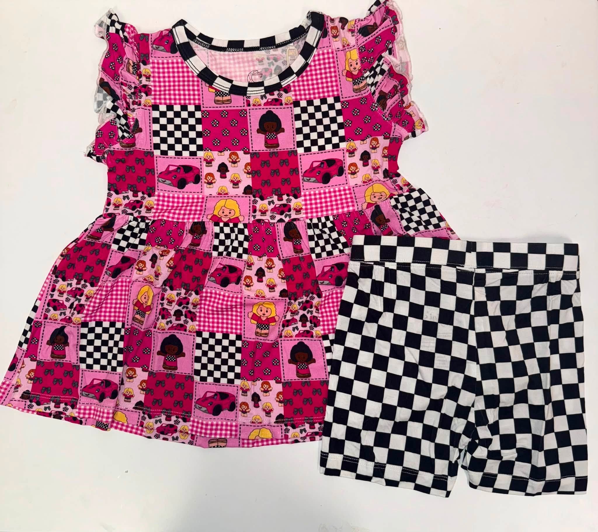 Crusin' Cuties - Short Sleeve Peplum Top with Shorts