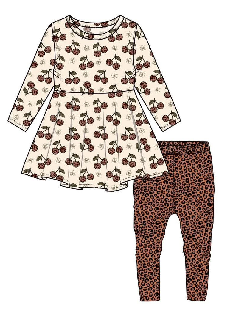 Wildly Sweet - Long Sleeve Peplum Top and Leggings Daywear Set
