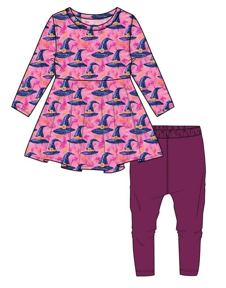 Witching Hour - Long Sleeve Peplum Top and Leggings Daywear Set