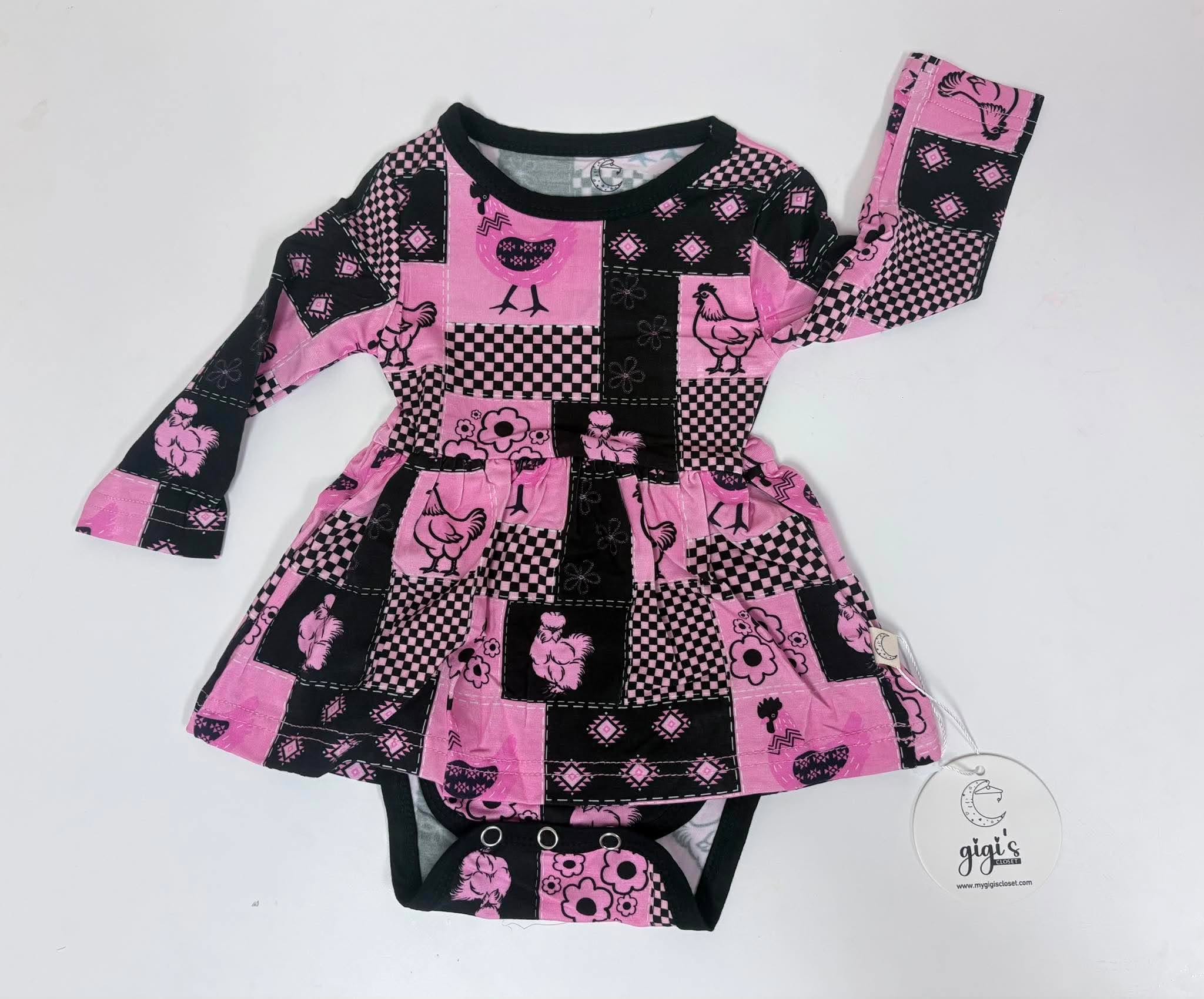 Pink Country Cutie - Long Sleeve Body Suit Twirl