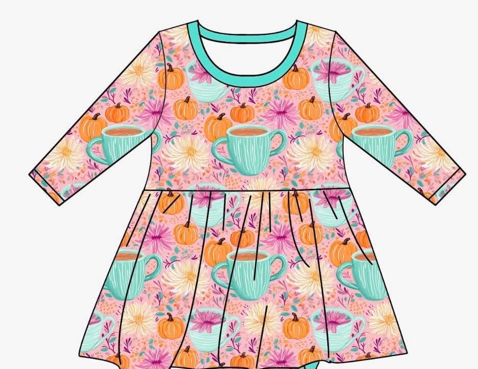 Autumn Brew - Long Sleeve Twirl Dress