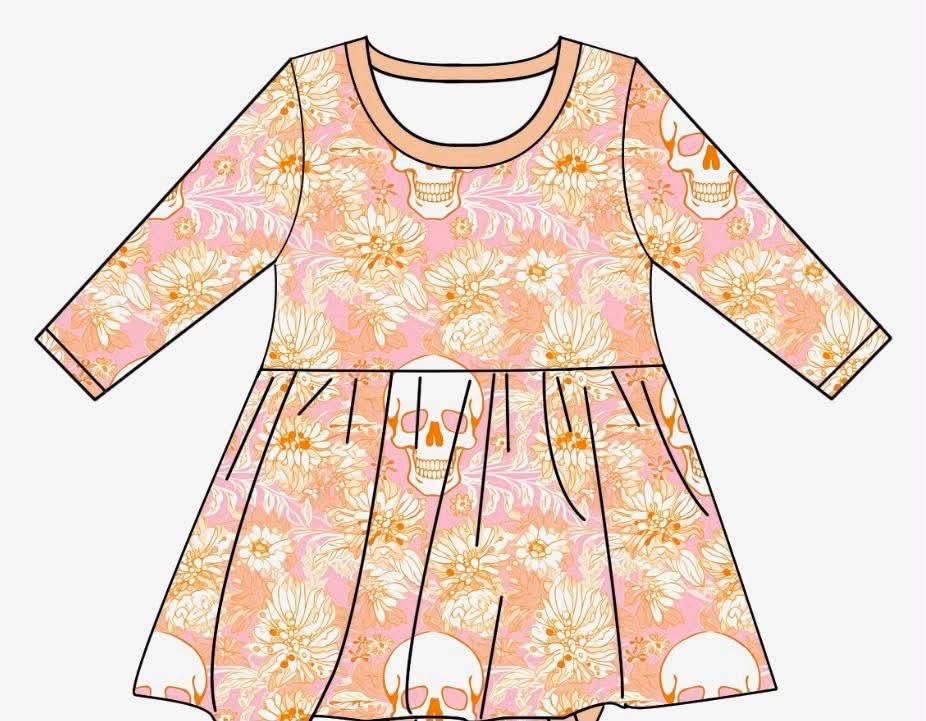 Golden Hour Ghouls - Long Sleeve Twirl Dress