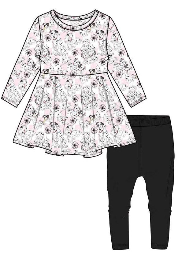 Dottie & Daisies - Long Sleeve Peplum Top and Leggings Daywear Set