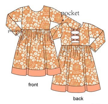 You Are My Sunshine - Long Sleeve Bow Back Twirl Dress