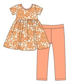 You Are My Sunshine - Short Sleeve Peplum Top and Leggings Daywear Set