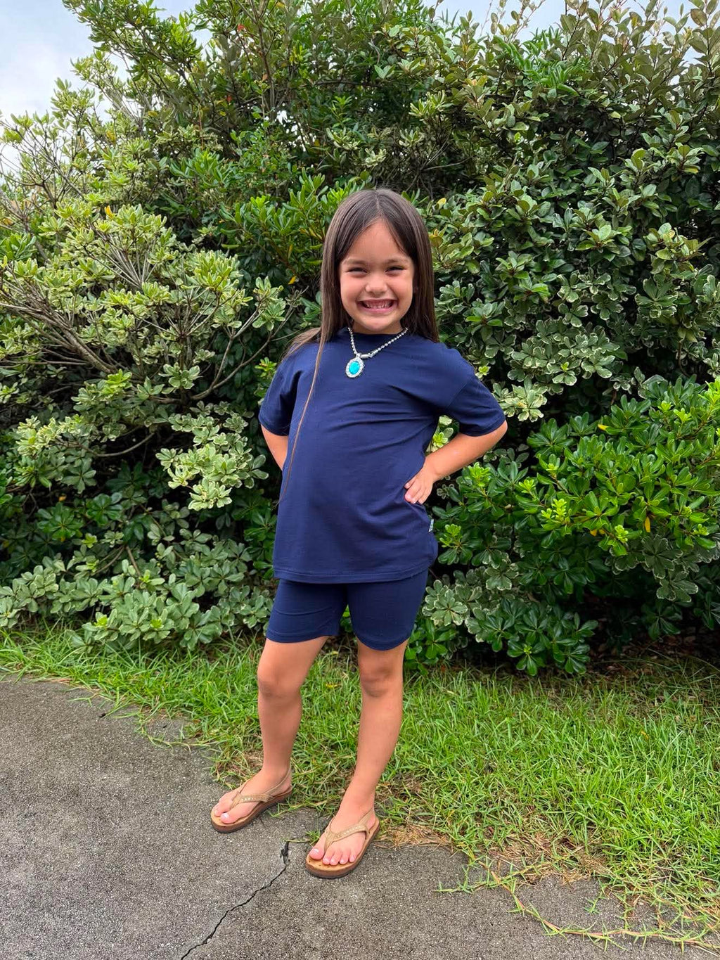 Navy - Boxy Tee and Shorts Daywear Set