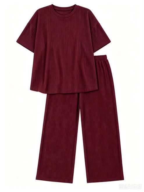 Burgundy / Wine - Kids Ribbed Relaxed Set