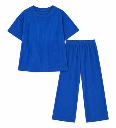 Blue - Adult Ribbed Relaxed Set