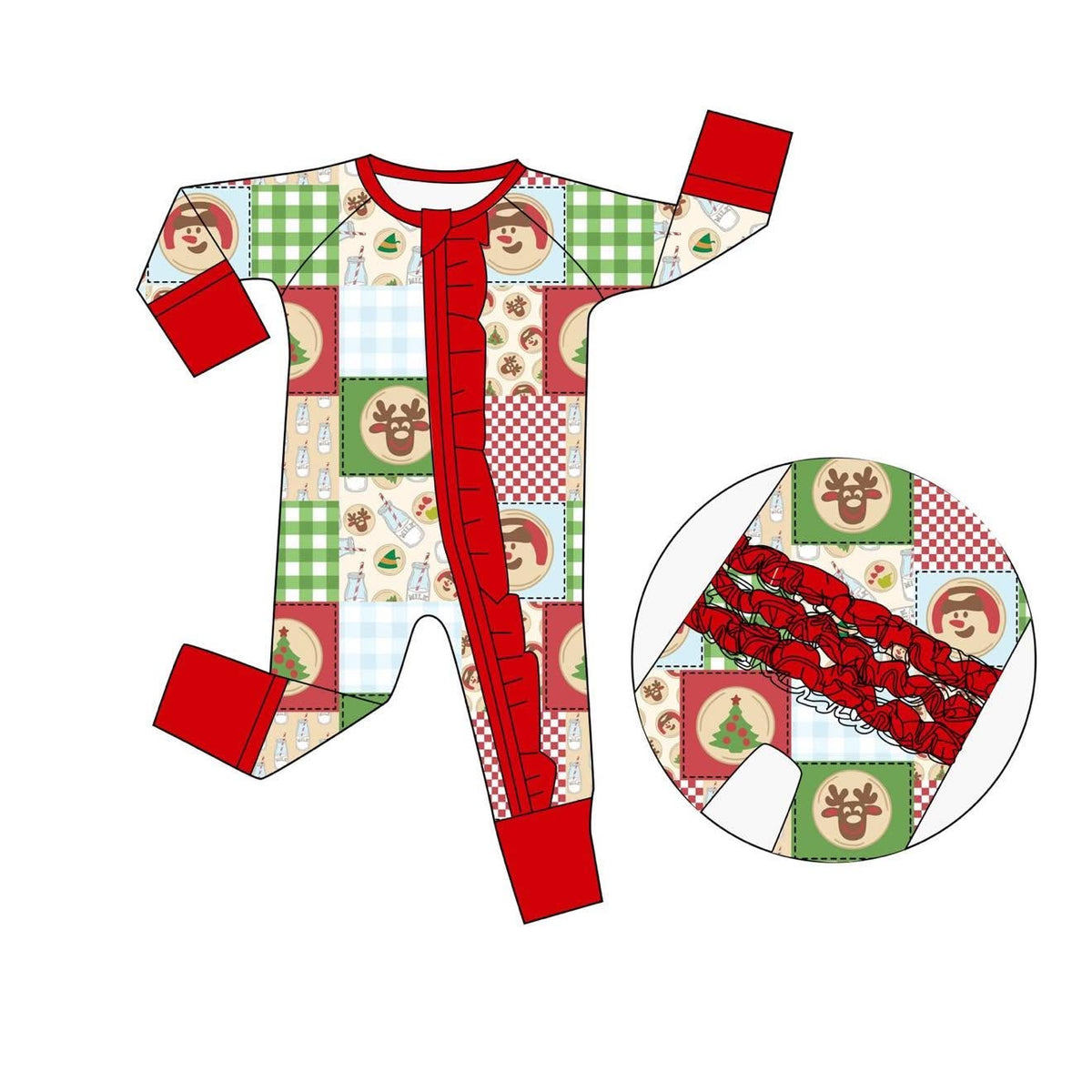 Christmas Cookies - Long Sleeve Ruffle Butt Zippy