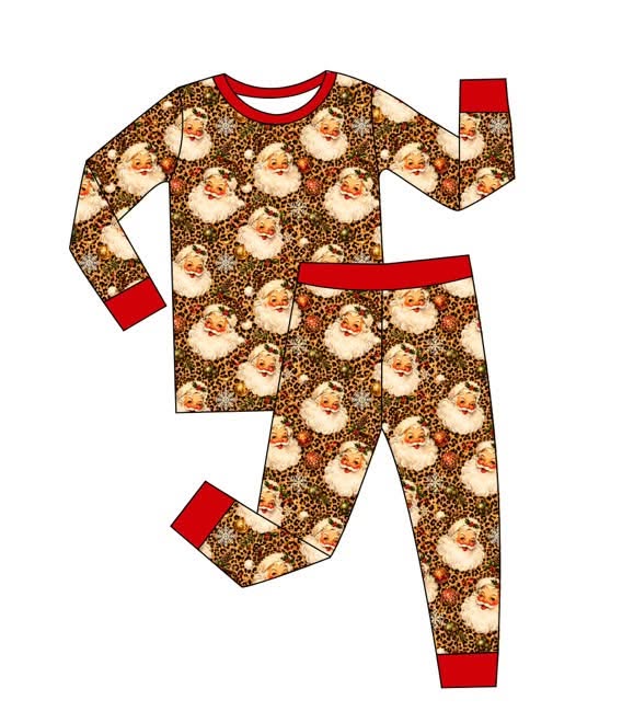 Cheetah Santa - 2 Piece PJ Set Long Sleeve and Pants