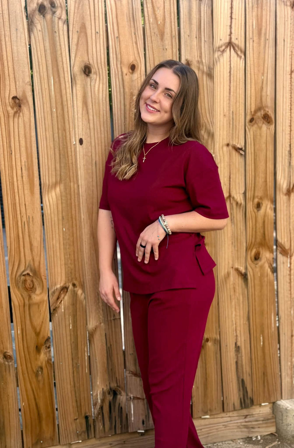 Burgundy / Wine - Adult Ribbed Relaxed Set