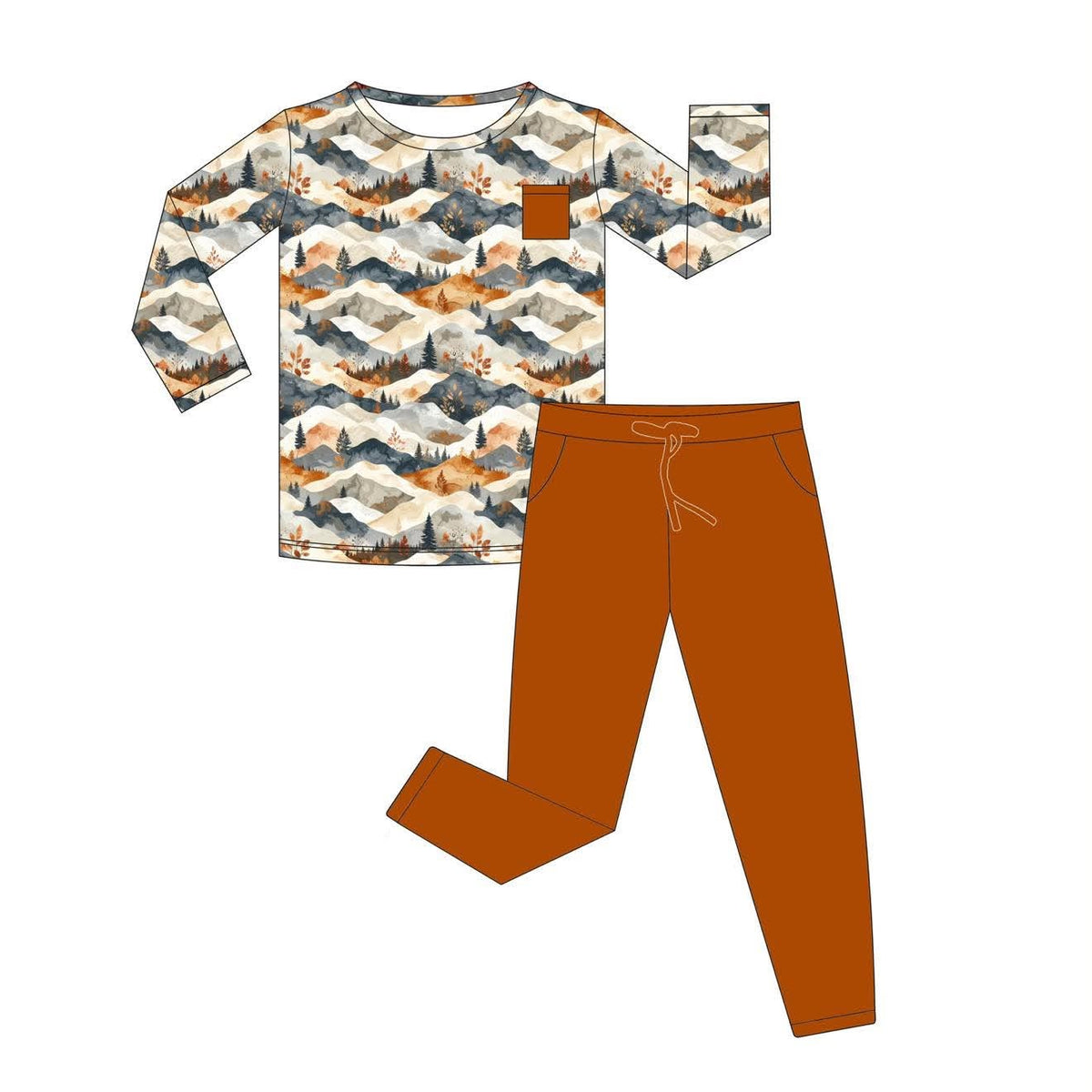 Crisp Autumn Views - 2 Piece Jogger Set with Long Sleeve Pocket Tee
