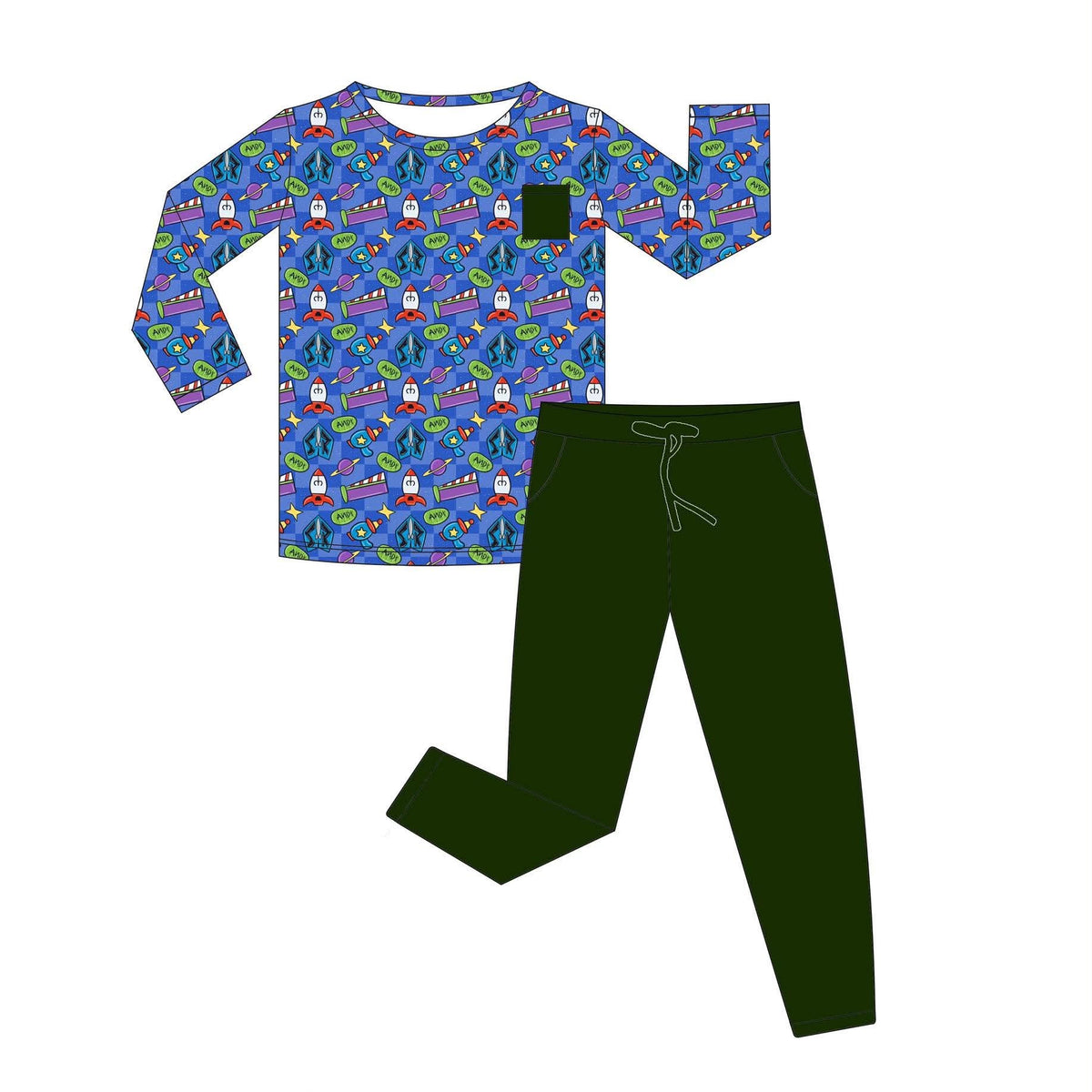 The Space Ranger and Sherrif's Adventures - 2 Piece Jogger Set with Long Sleeve Pocket Tee