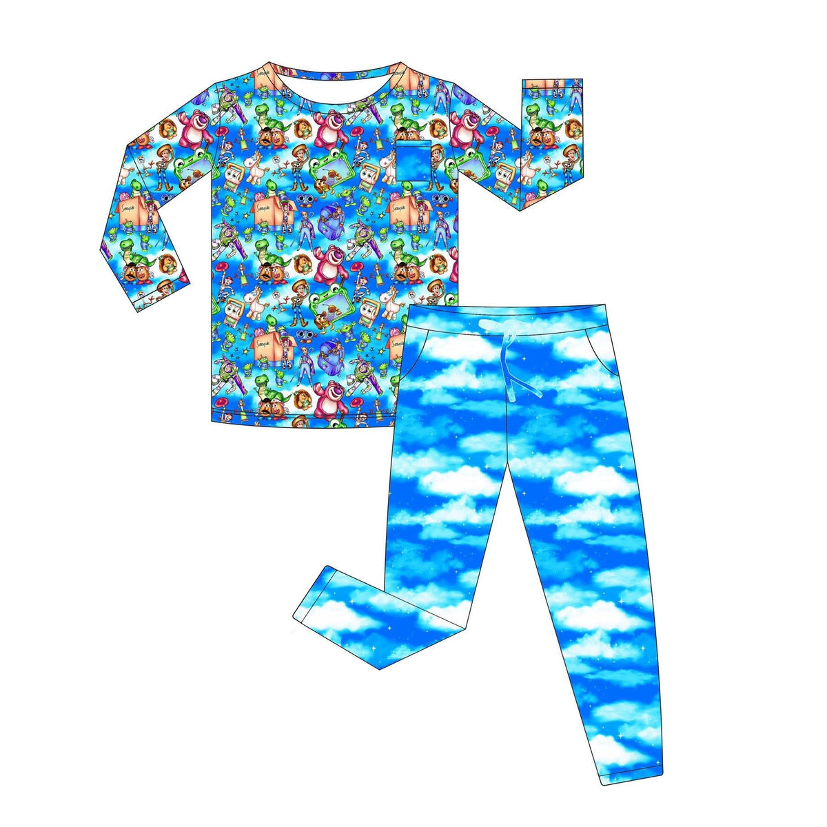 No Toy Left Behind - 2 Piece Jogger Set with Long Sleeve Pocket Tee