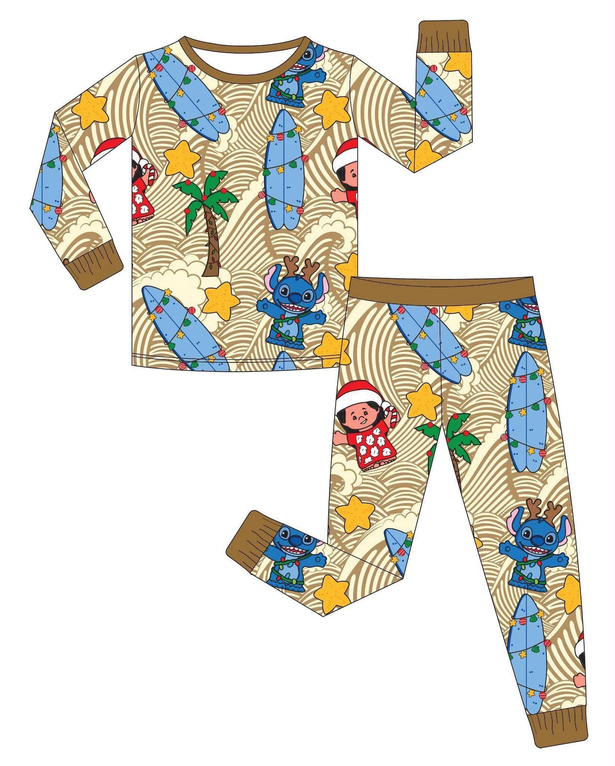 Merry Little Ohana - 2 Piece Set Long Sleeve and Pants PJs