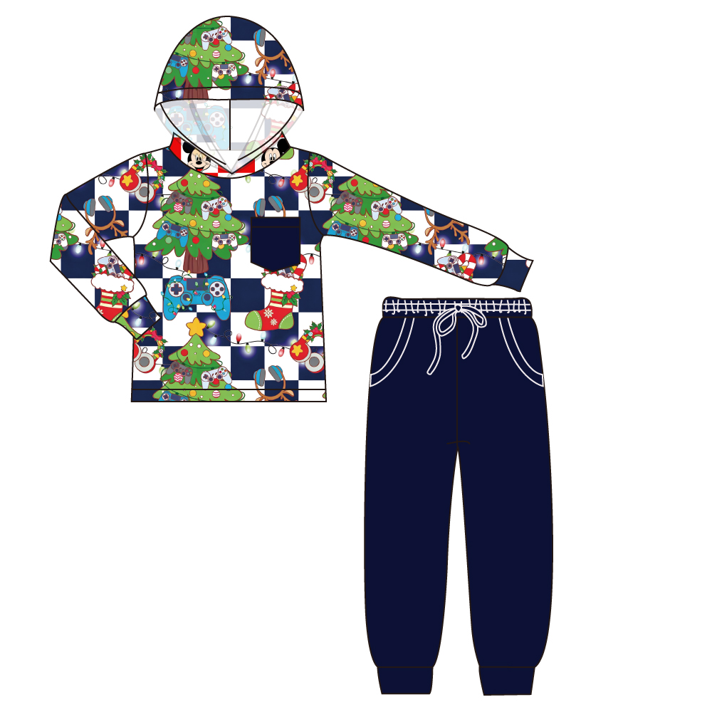 Level Up X-mas - Terry Fleece Long Sleeve Hoodie and Jogger Daywear Set