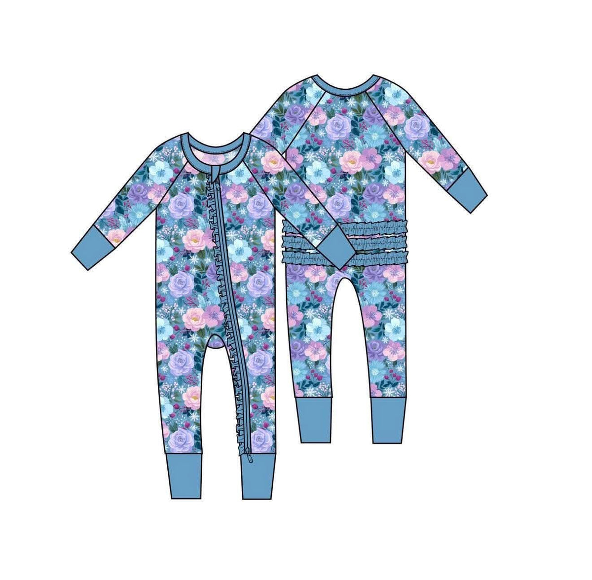 Winter Rose Garden - Ruffle Butt Convertible Zippy