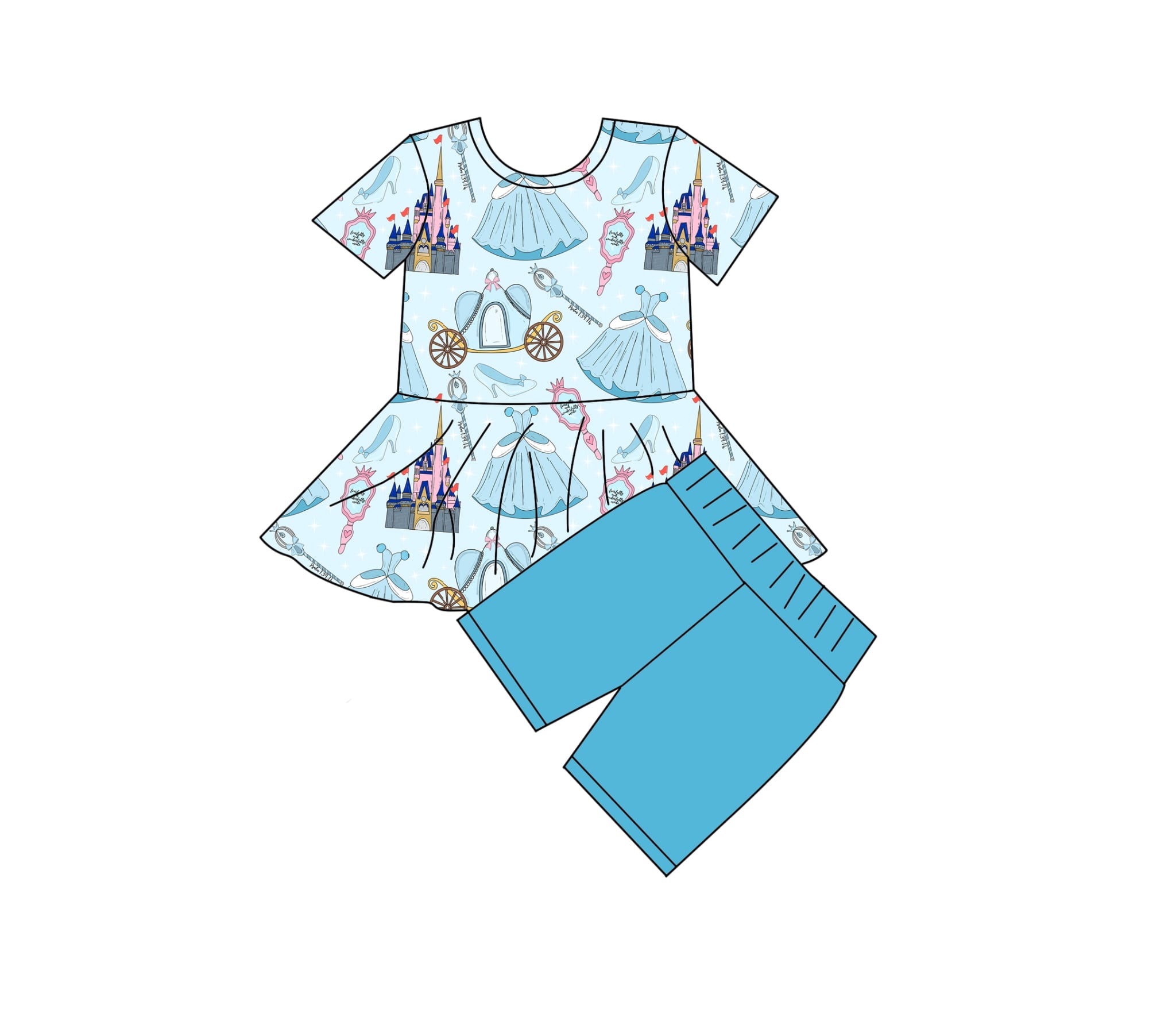 Wonderfully Made Princess - Short Sleeve Peplum Top with Shorts