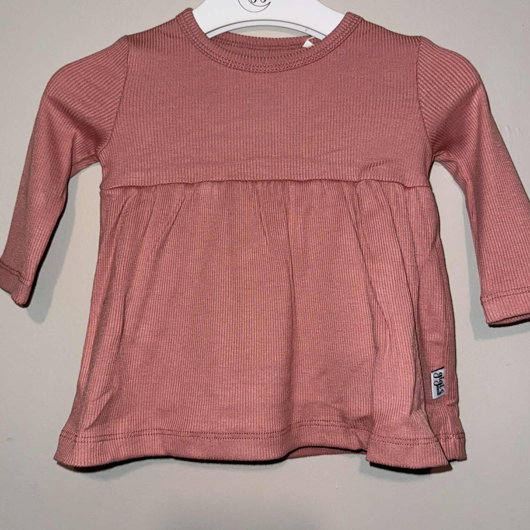 Rose - Long Sleeve Ribbed Bodysuit Twirl Dress