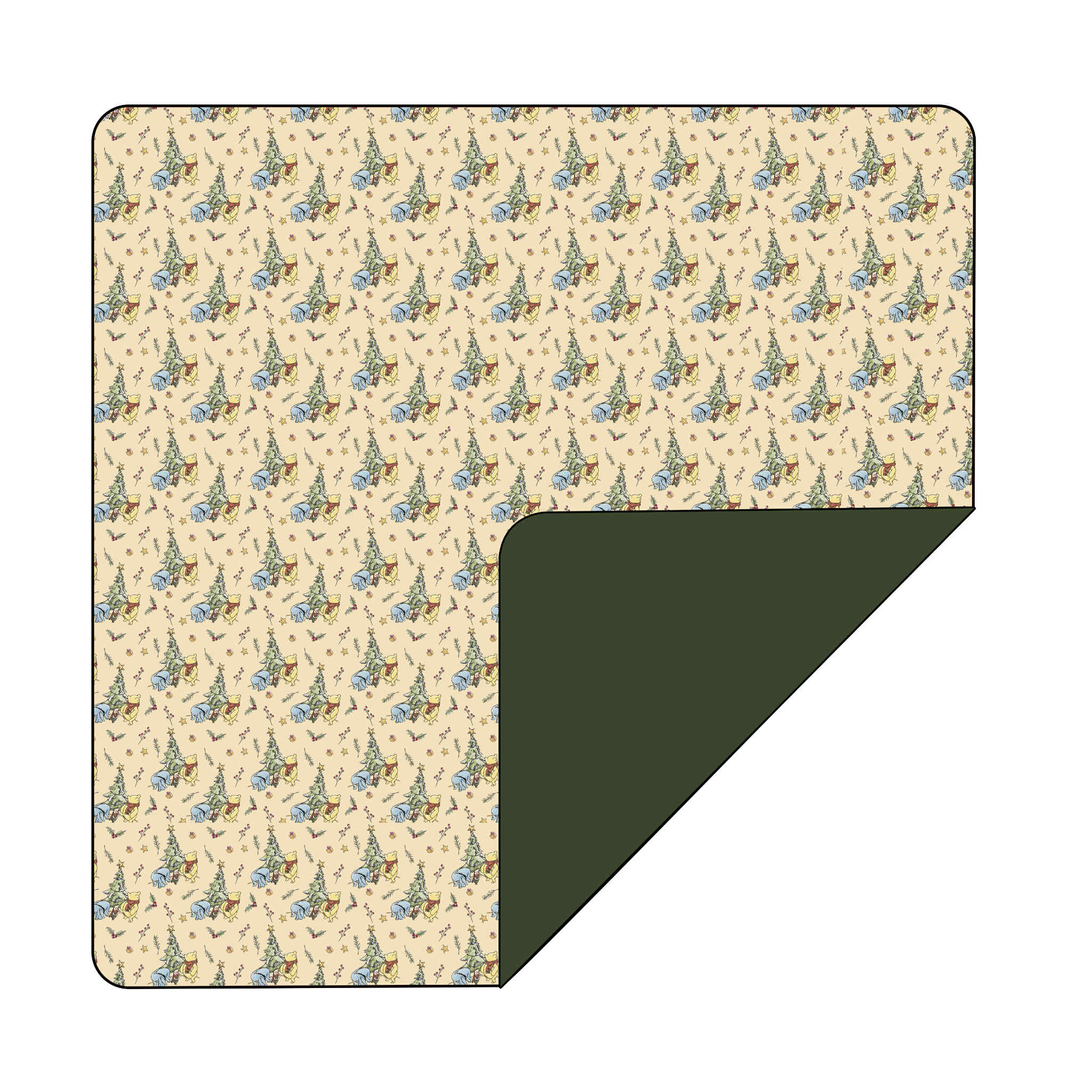 Classic Pooh Christmas - 60”x60” Double Layer with Plush Backing Bamboo Blanket