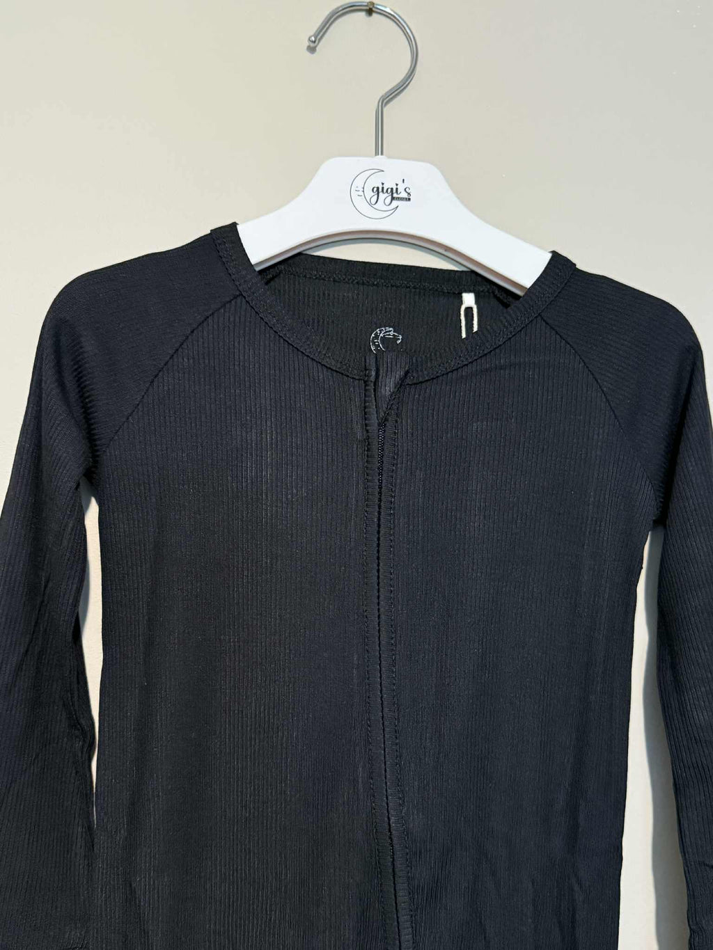Midnight - Ribbed Long Sleeve Zippy with Grippys