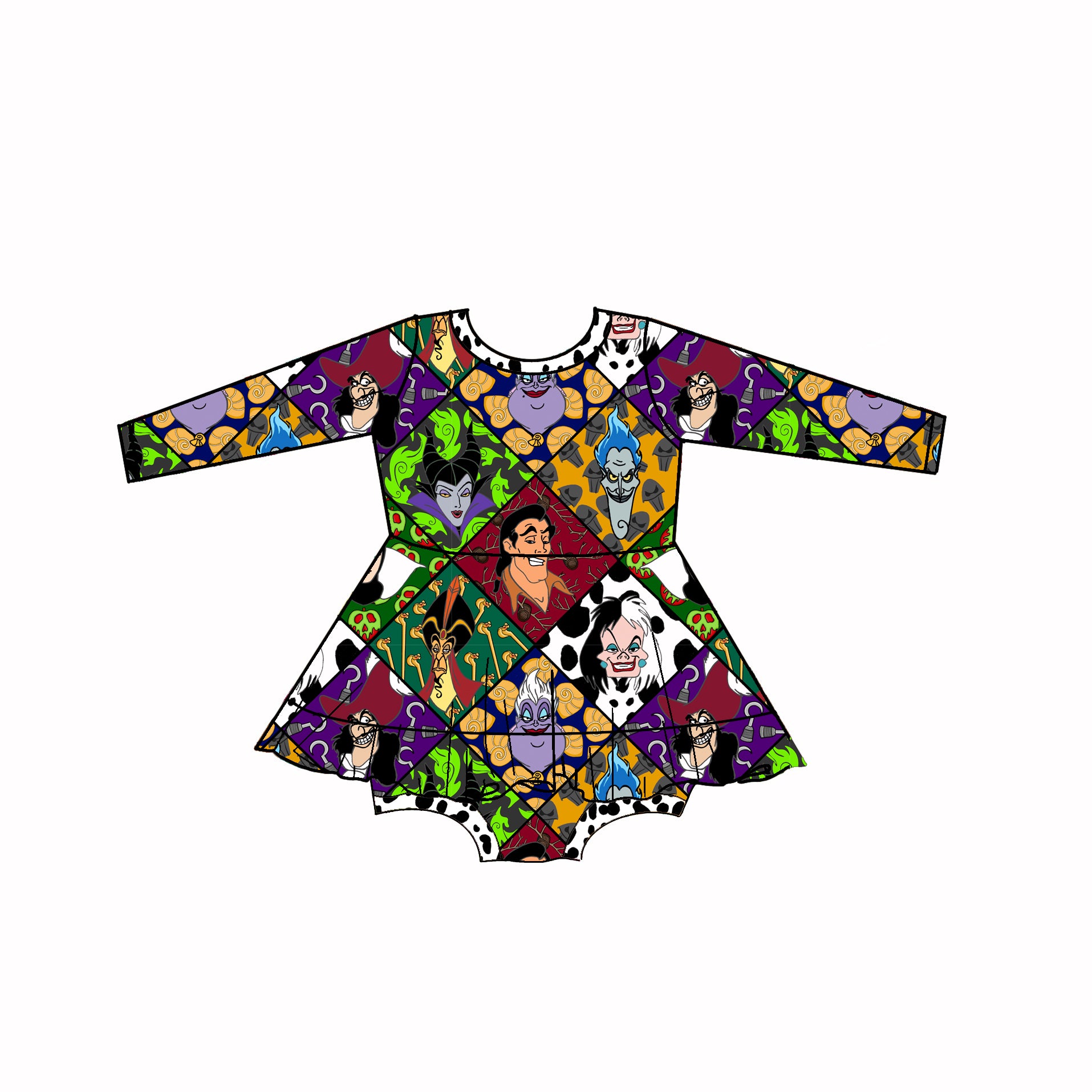 Villain Vibes Bodysuit Twirl Dress