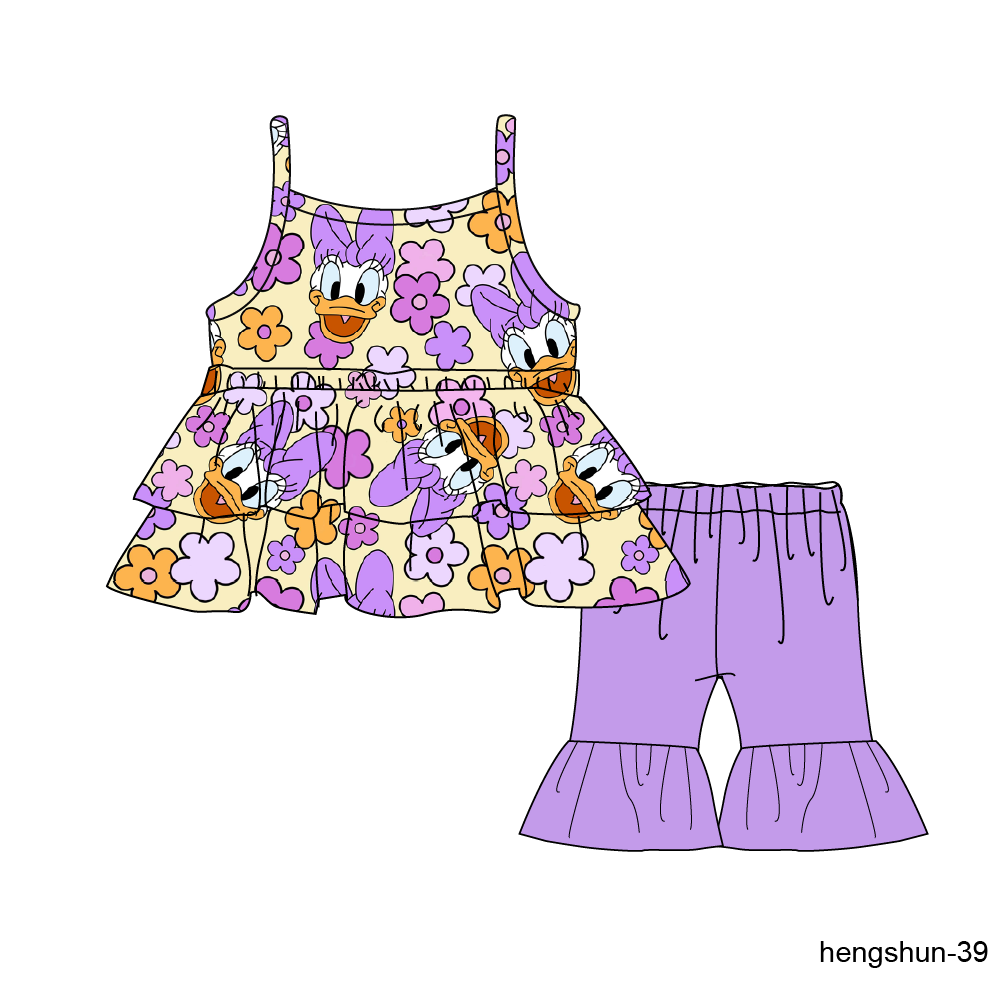 Daisy - Spaghetti Strap Peplum Top with Capri Flares