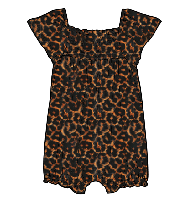 Cheetah - Tank Smocked Romper