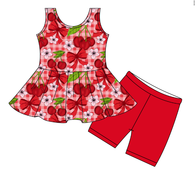 Cherry Bomb - Tank Peplum Top with Shorts