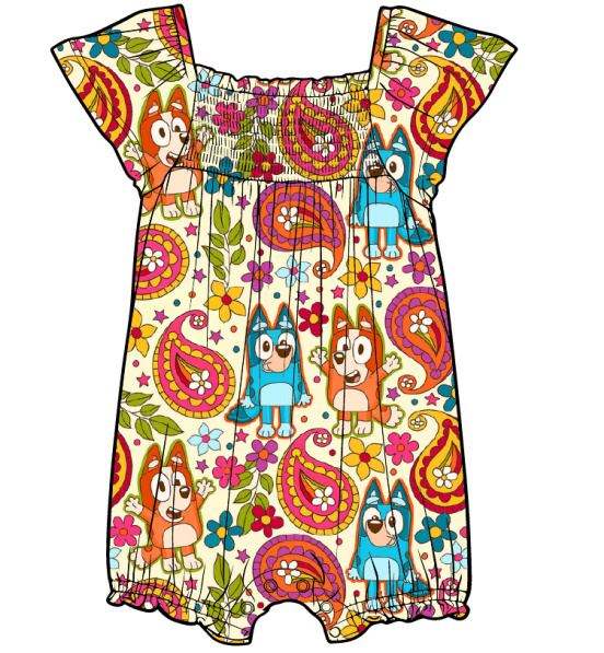 Paisley Heelers - Tank Smocked Romper