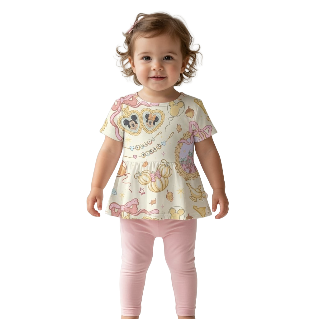 Little Britches X My Gigi's Closet Collab - Fall Ever After - Short Sleeve Peplum Top and Leggings Daywear Set